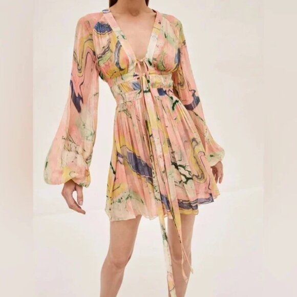 NWT Alexis Tessie Watercolor Dress - S - Picture 3 of 7